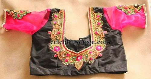 Stones and Gold Work Blouses - Saree Blouse Patterns