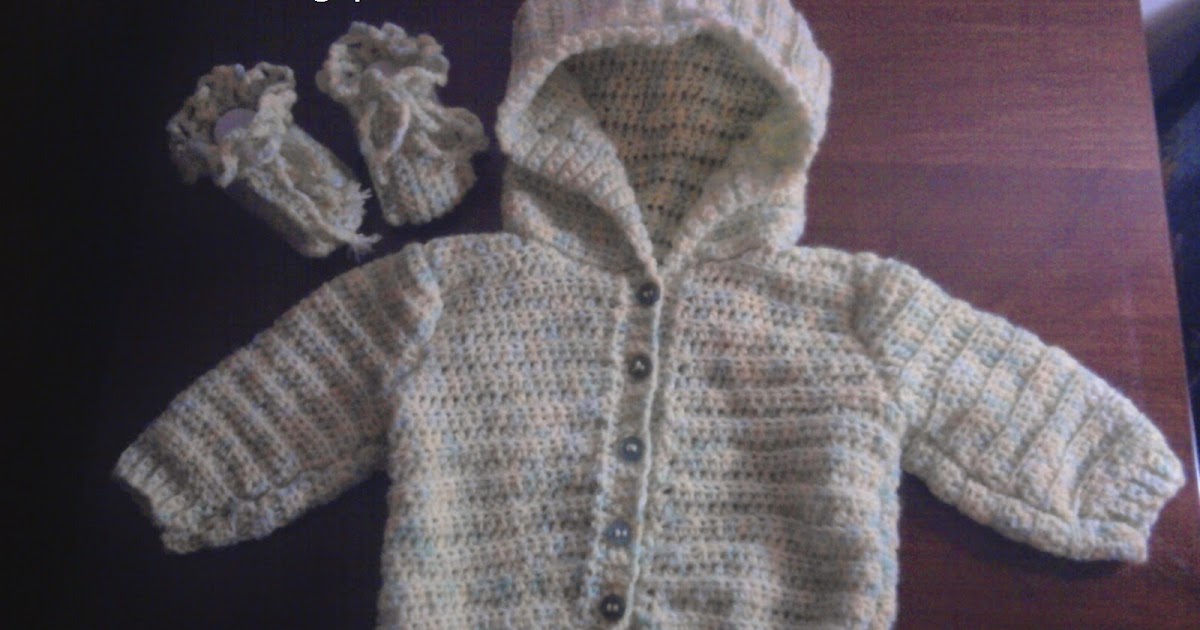 Uncilandia Golfino Con Cappuccio Per Neonato E Scarpine Coordinate All Uncinetto Baby Hooded Sweater And Booties Crochet Coordinates