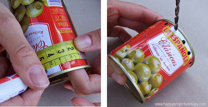 DIY Farolillo upcycling: agujeros