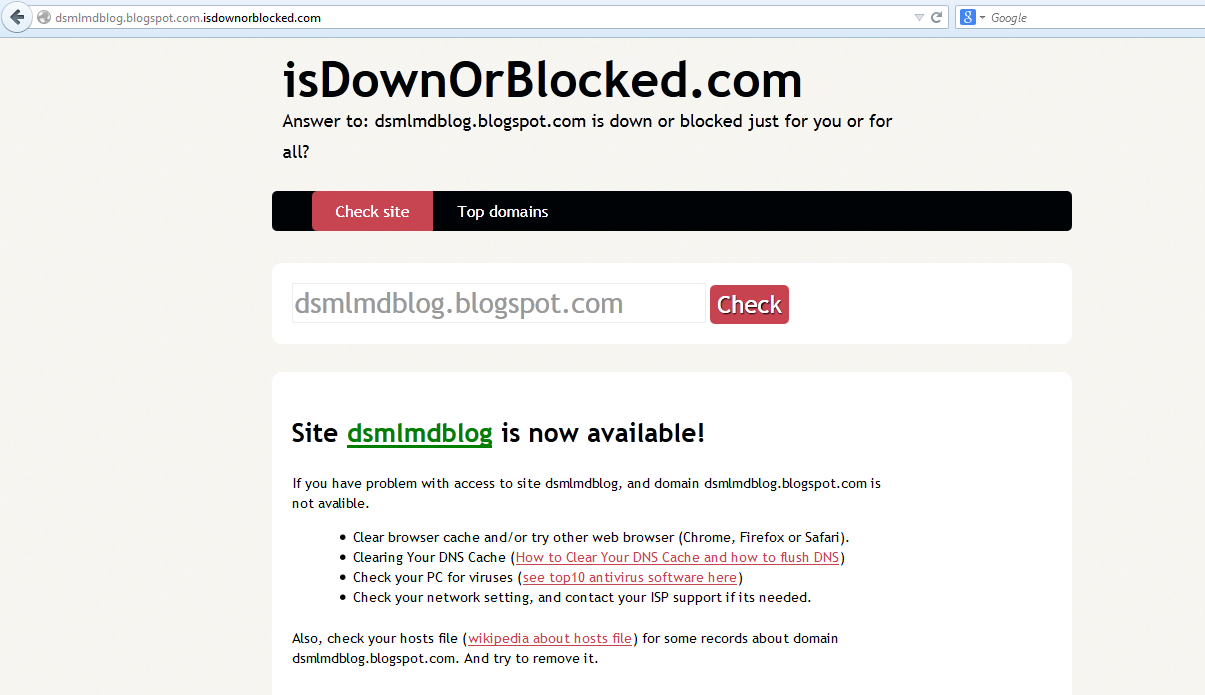Cara Mengecek Apakah Situs Sedang Down atau Telah Diblokir - Mangihin.com
