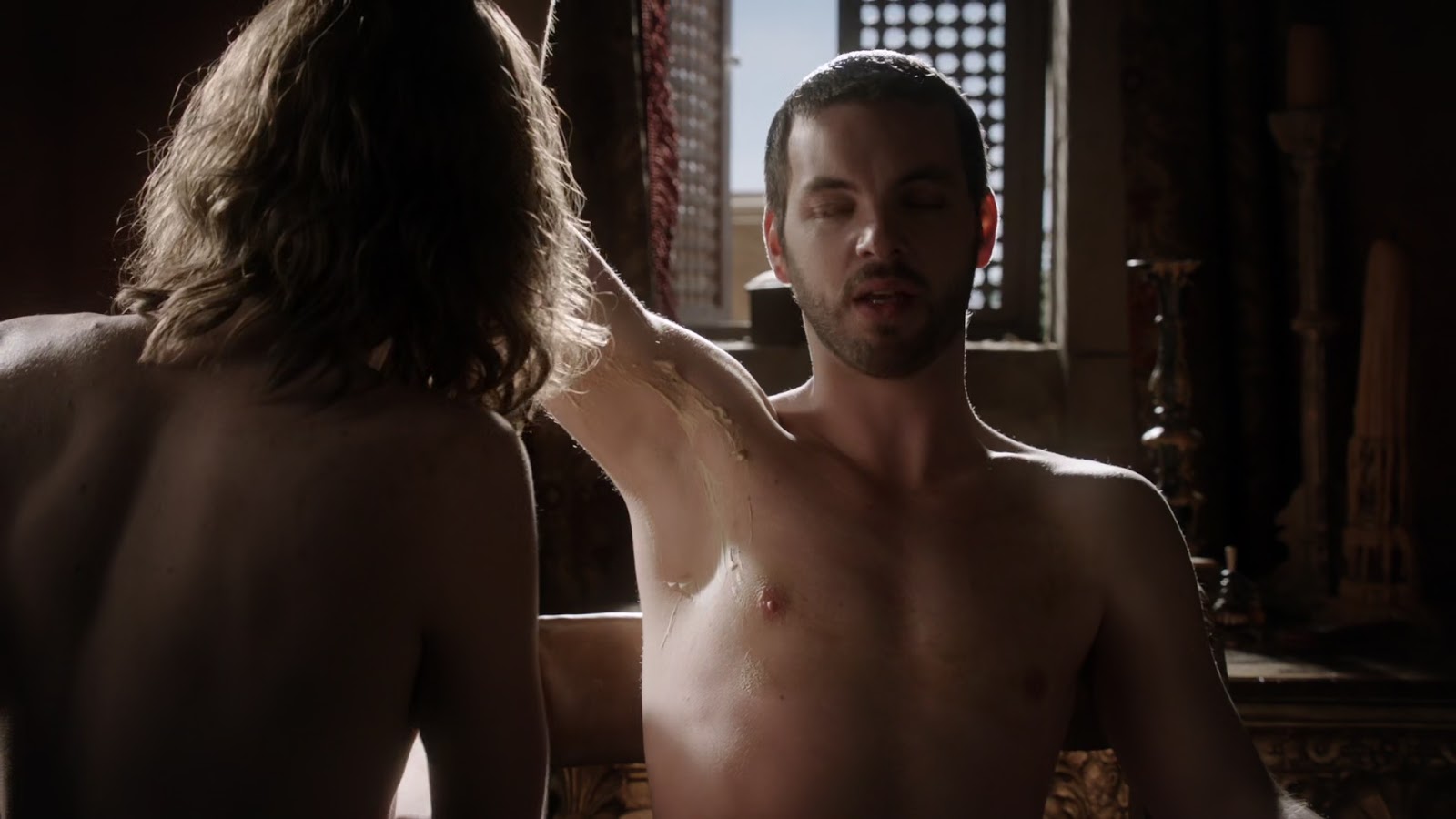 Gethin Anthony and Finn Jones shirtless in Game Of Thrones 1-05 "The W...