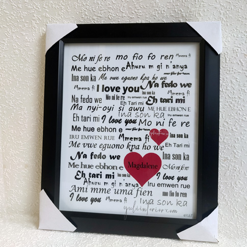 Shop Unique gifts for lovers, I love You In Nigerian Languages Wall Frame Gift for Lovers in Port Harcourt, Nigeria
