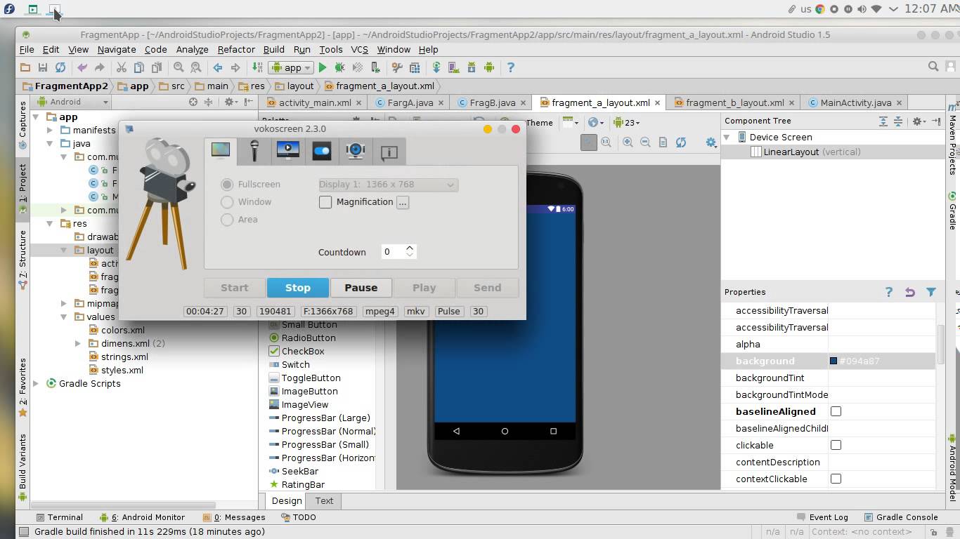 android studio fragment includes
