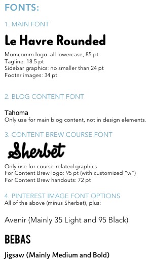Example of Font guidelines Example of Font guidelines