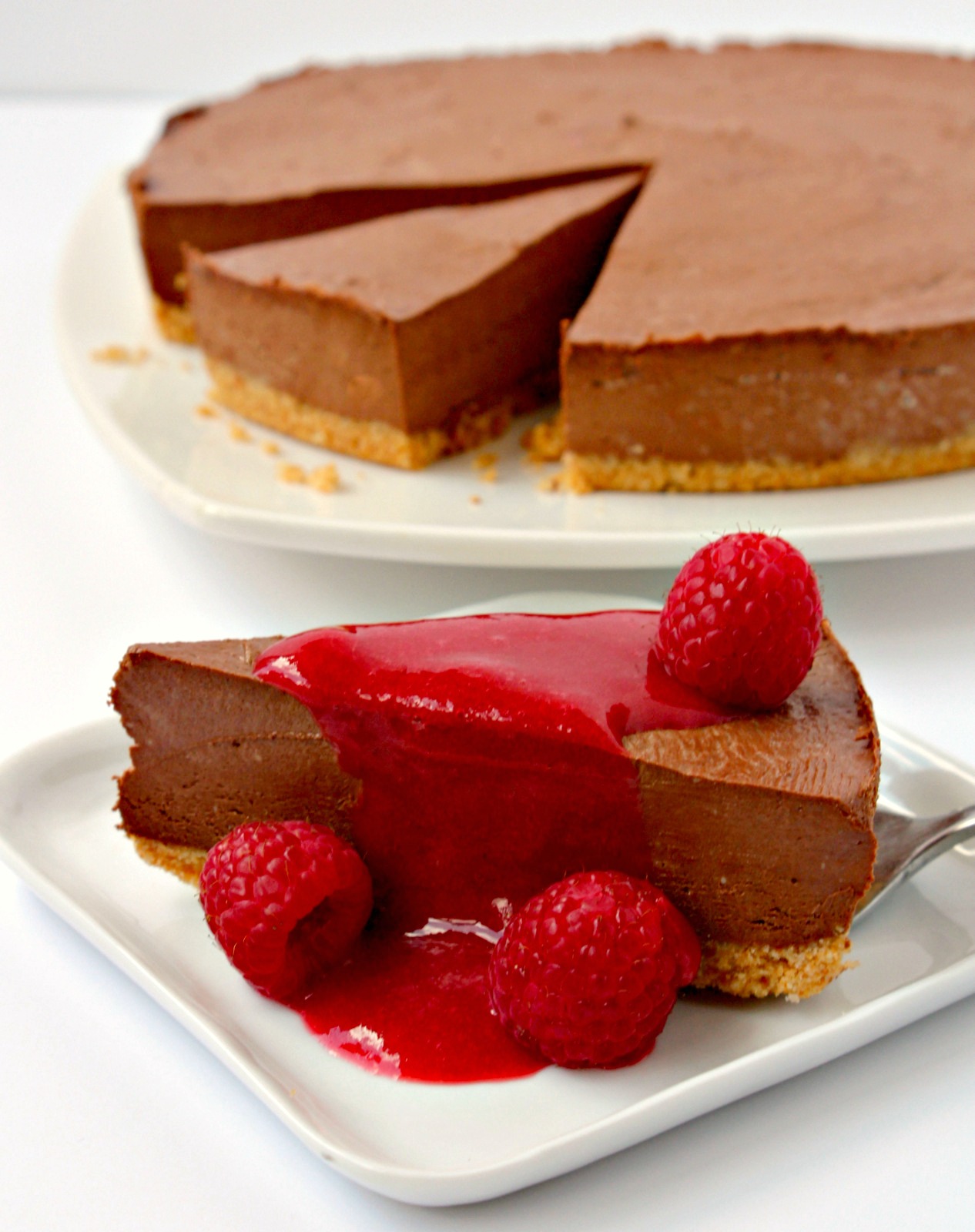 Use dark, milk or white chocolate to make this luscious Chocolate Cheesecake! Just 30 minutes to make and best of all no baking involved. The ultimate dessert for any chocolate lover! #chocolate #cheesecake #nobake #dessert #chocolatecheesecake