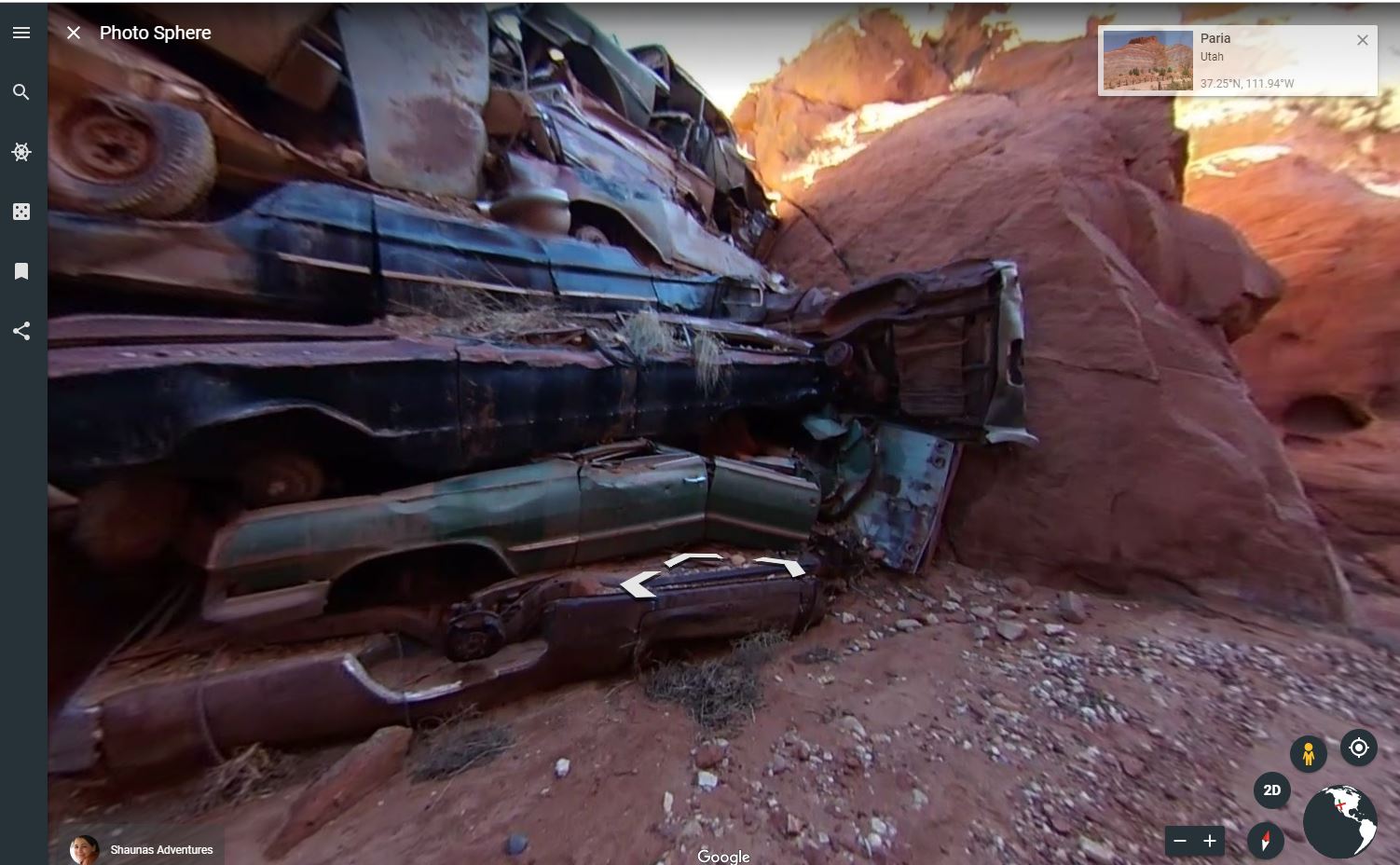 Catstair Canyon Paria Utah Stacked Cars to Make Freeway in 360 Degrees