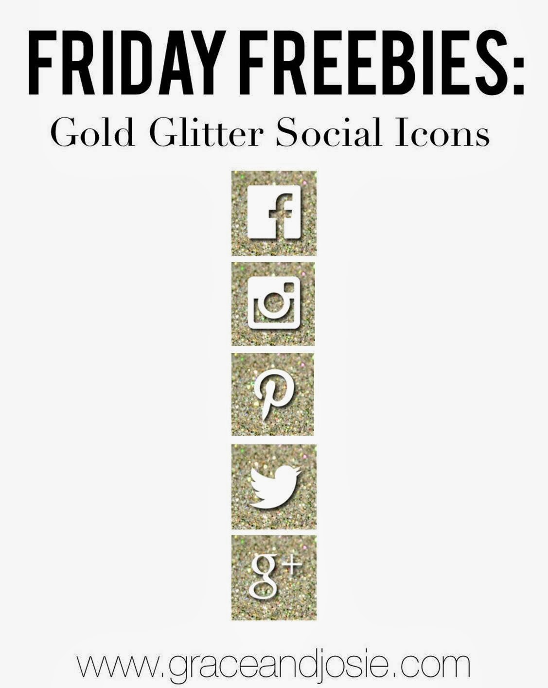 Friday Freebies Gold Glitter Social Media Icons