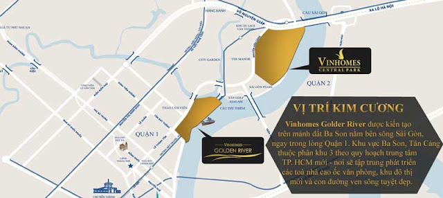 Địa thế kim cương của biệt thự Vinhomes Golden River Bason