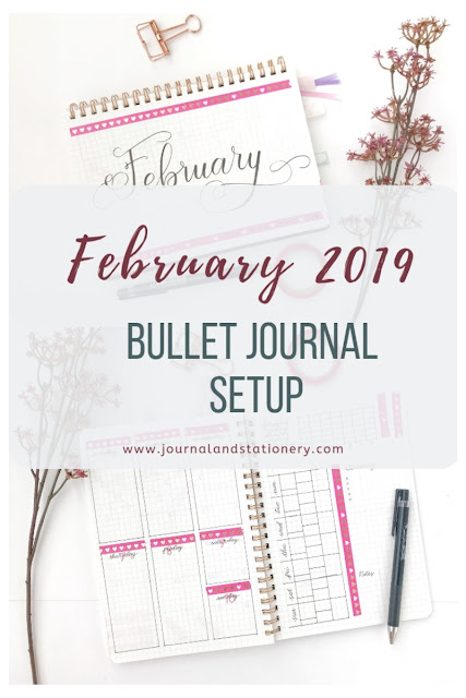 bullet journal, bullet journal setup, february 2019 bullet journal setup, february 2019 setup, bullet journal indonesia, journal setup