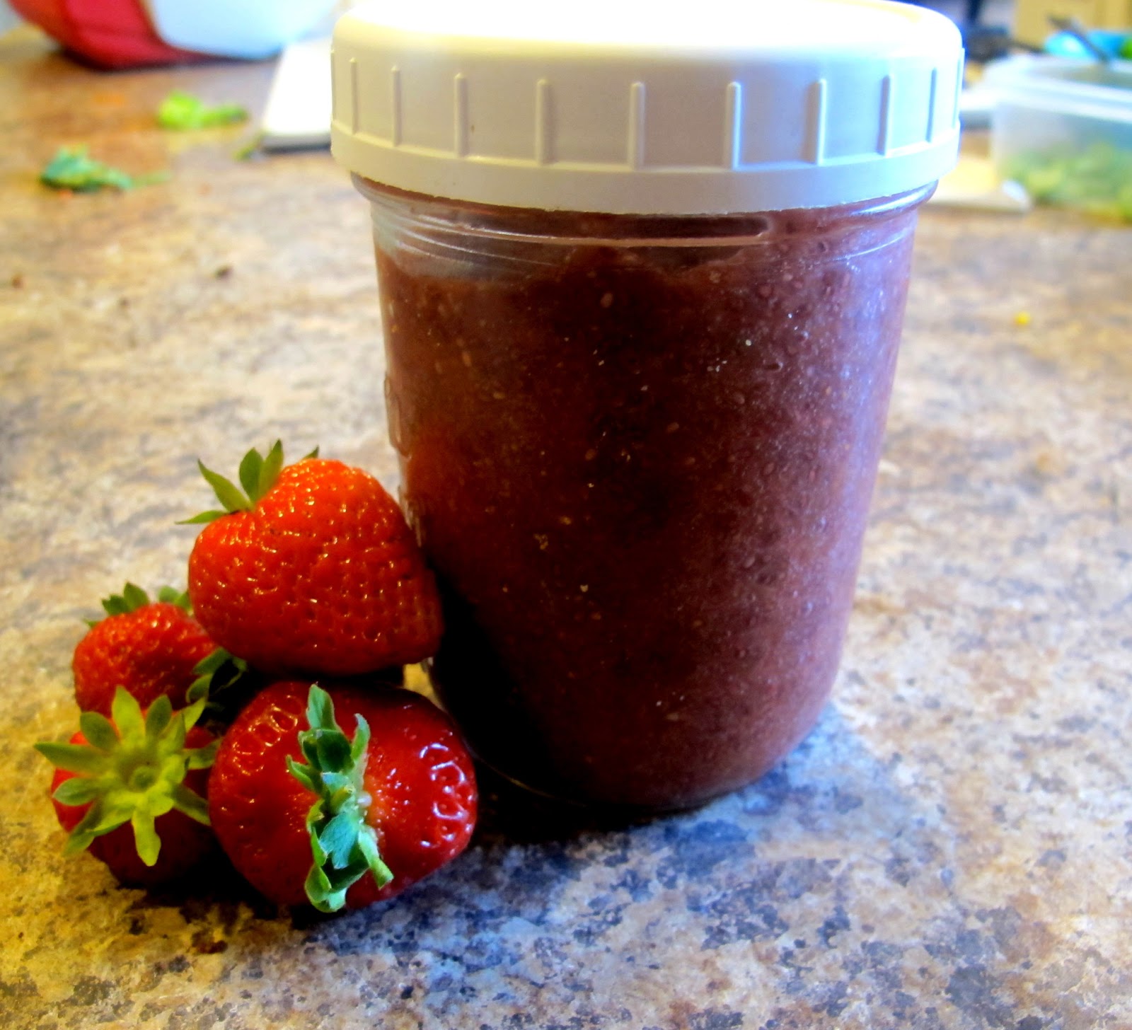 Simply YUM! Strawberry Rhubarb Refrigerator Jam NO REFINED SUGAR