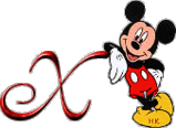 Alfabeto de Mickey Mouse recostado X.