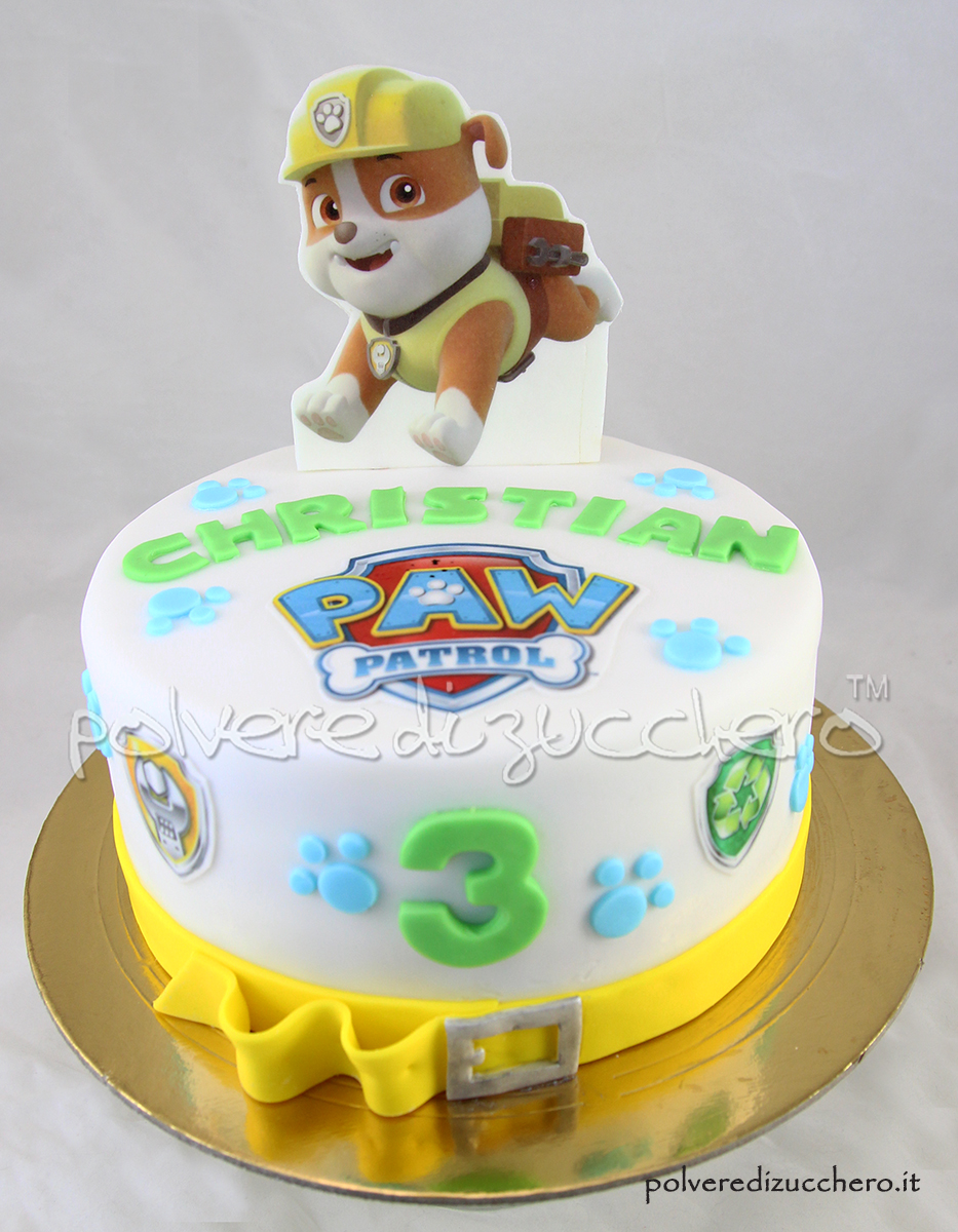 cake design paw patrol torta decorata rubble polvere di zucchero compleanno