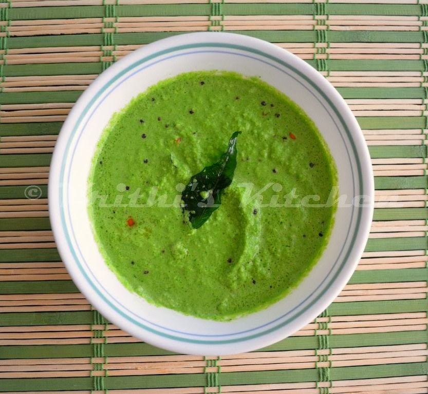 Krithi's Kitchen Parsley Chutney Side dish for Idli Dosa