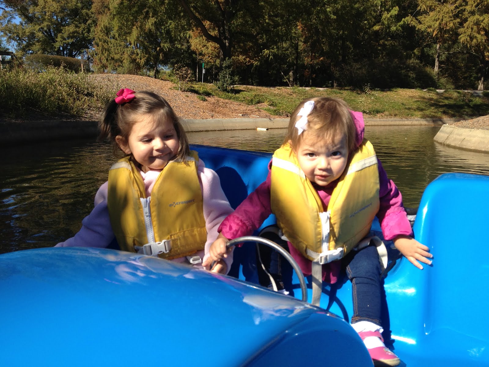 Emma Rose and Charlotte Marshall Paddle boats at Pullen Park