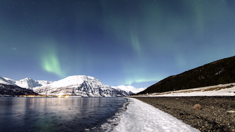 Landscape. Northern Lights. Aurora Borealis