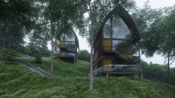 Elevation design of cottage and resort