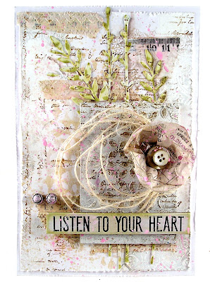Tim Holtz Idea-ology collage paper travel Stampers Anonymous Entomology Dina Wakely Media Tape Sizzix Wildflowers Stems #1 Distress Stain Spray Picked Raspberry Ranger Layering Stencil Nordic Holiday Knit for The Funkie Junkie Boutique 
