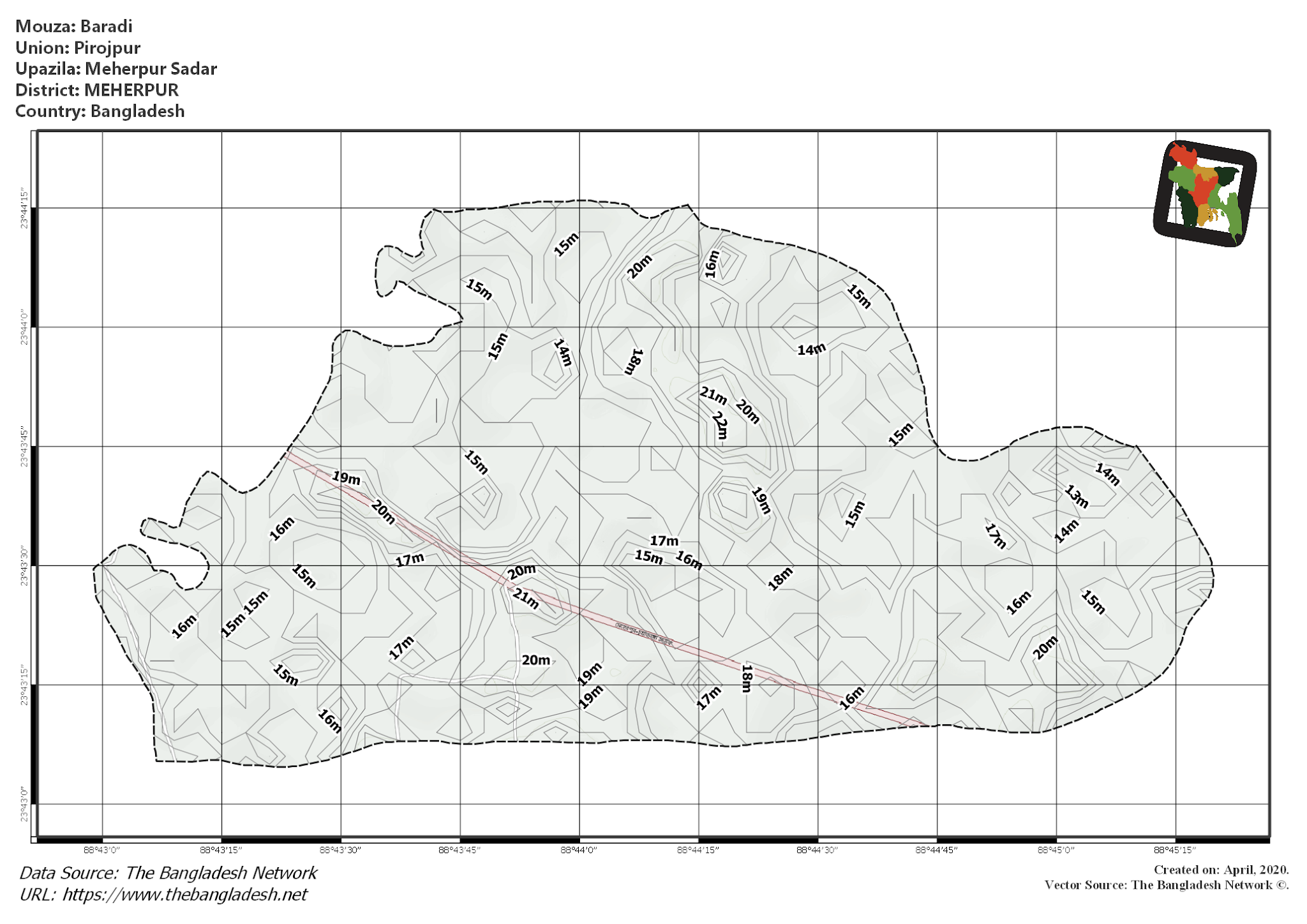 Map of Baradi Mouza of Meherpur Sadar Upazila, MEHERPUR Map of Baradi Mouza of Meherpur Sadar Upazila, MEHERPUR, Bangladesh.