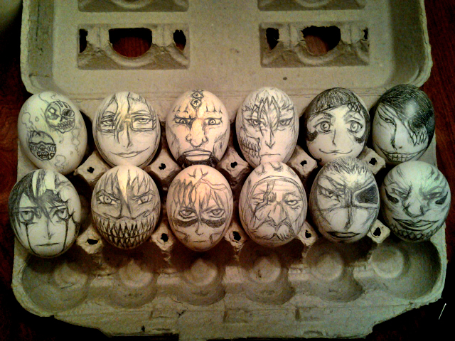 Skorupki jajek z malowanymi bohaterami anime Bleach