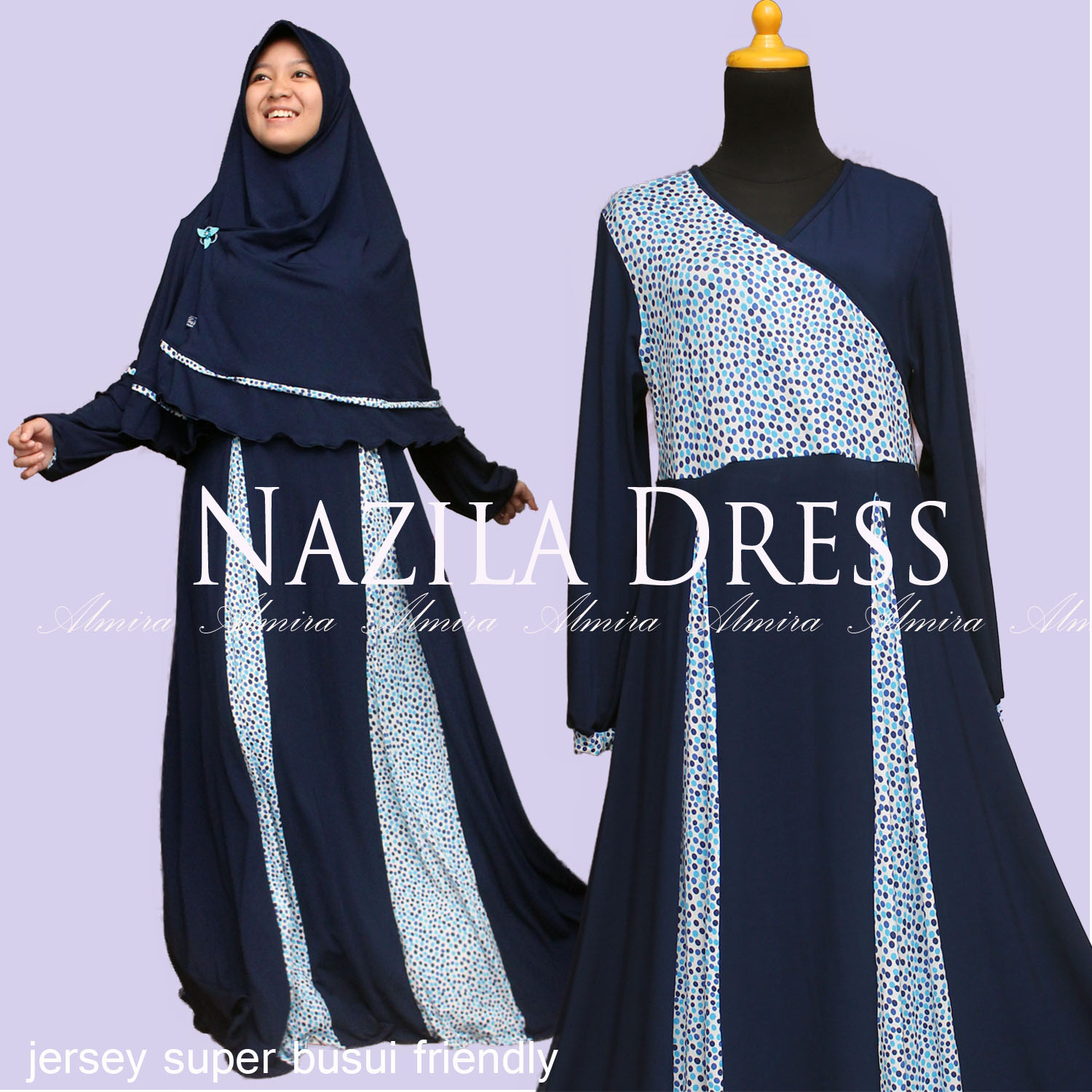 BAJU GAMIS MUSLIM MENYUSUI TERBARU NAZILA DRESS BIRU 081372507000 GRIYA RADITYA