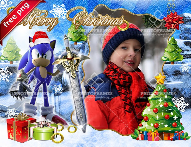 Marco navideño para fotos inspirado en el personaje : Sonic