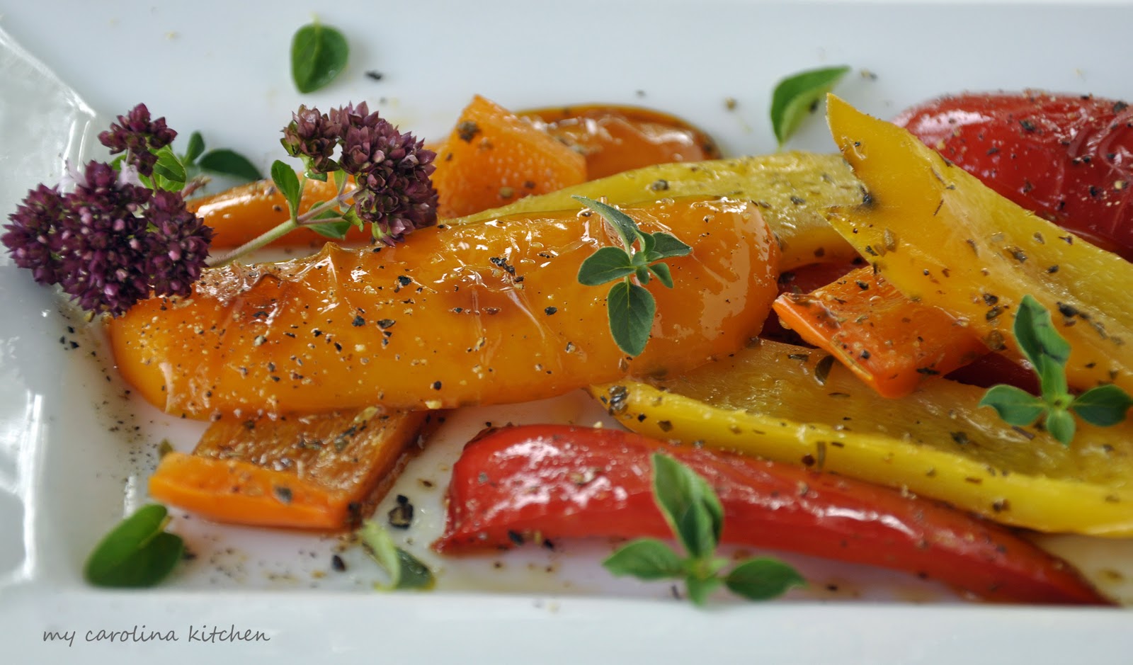 My Carolina Kitchen Sweet Bell Peppers with Vinegar and Oregano