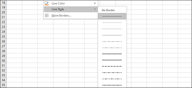 opzione Stile linea in Excel