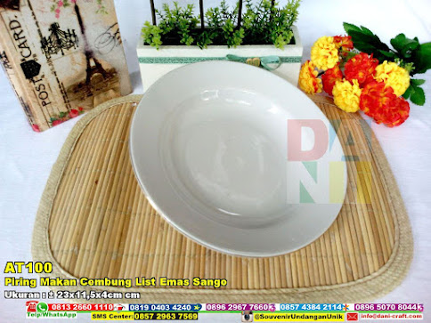 Piring Makan Cembung List Emas Sango