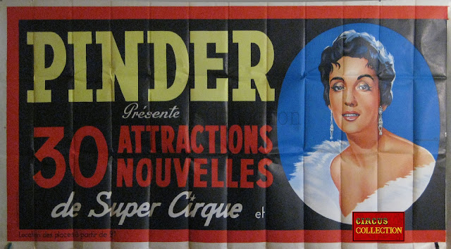 Affiche avec Gloria Lasso du cirque Pinder 1958