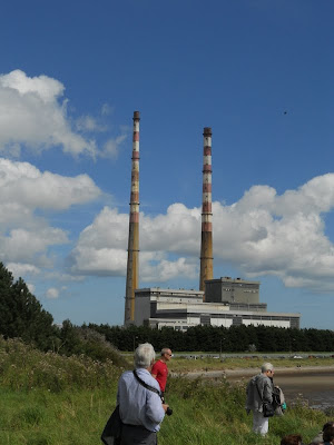 Poolbeg towers in Dublin on the Poolbeg Lighthouse walk from Sandymount Strand