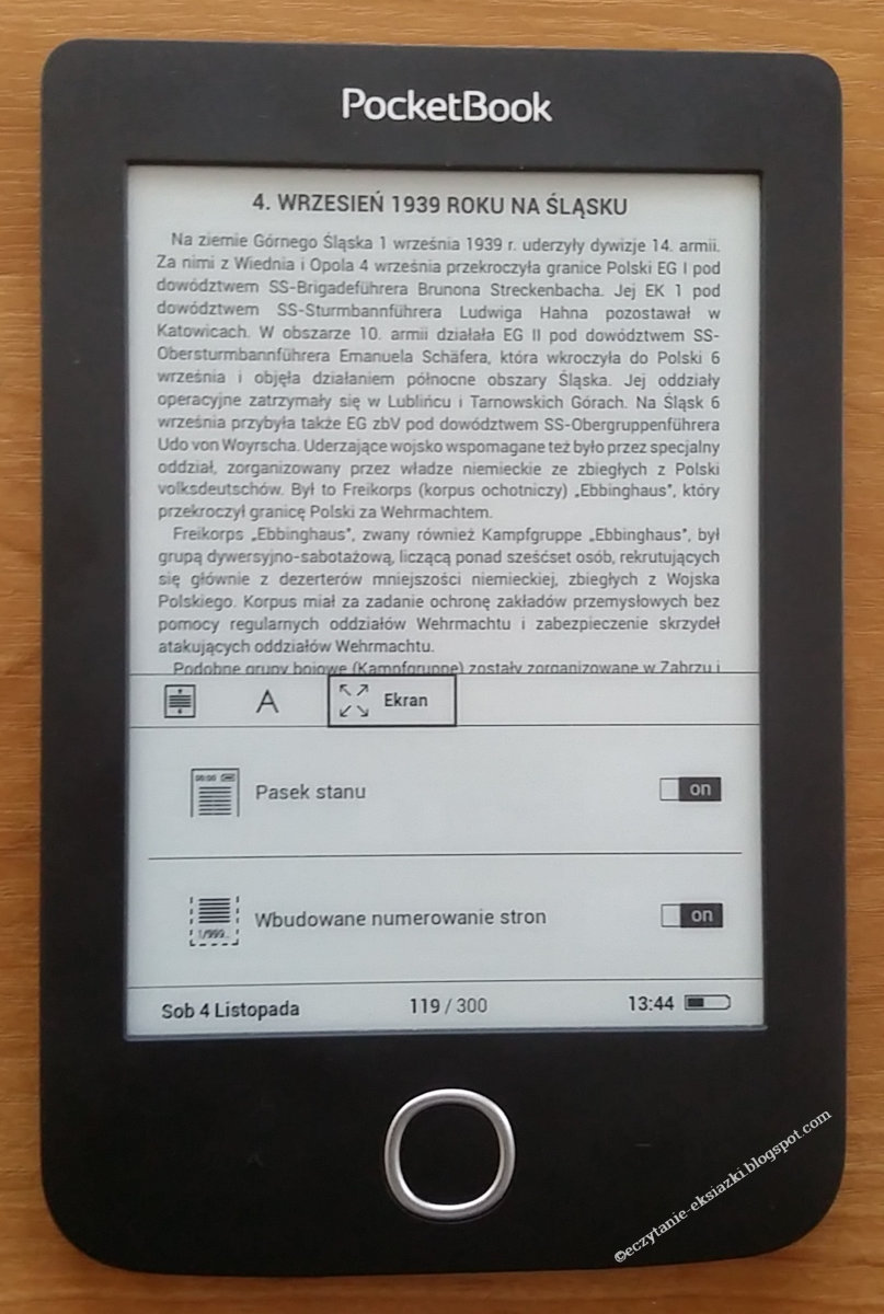 ustawienia e-booka w PocketBook Basic 3