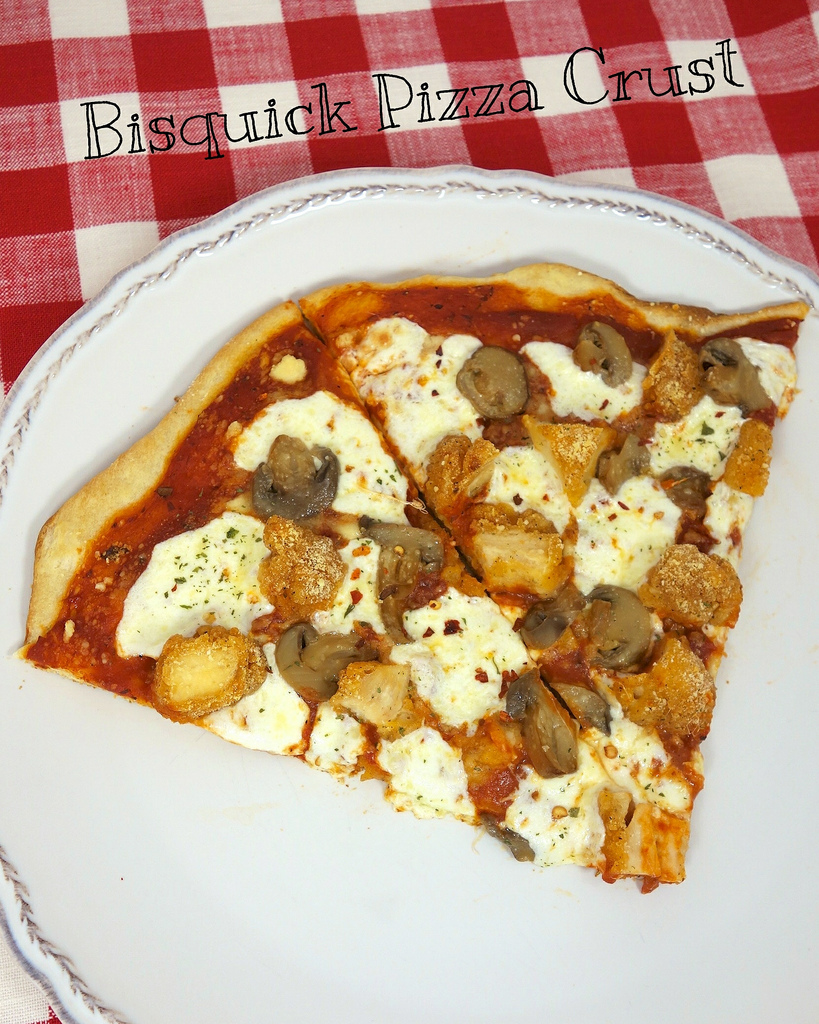 chicken parmesan pizza with homemade bisquick pizza crust plain