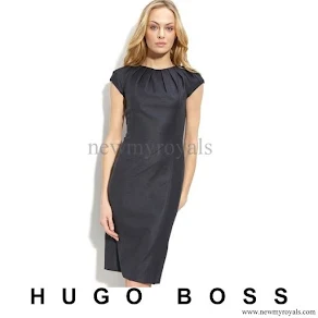 Crown Princess Mary wore HUGO BOSS Black 'Denna' Stretch Wool Blend Dress