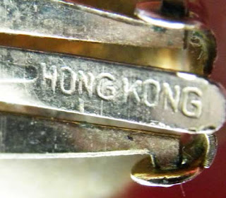 Hong kong label on back of earrings
