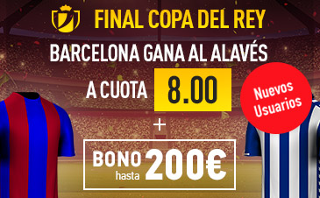 Supercuota 8 sportium Barcelona gana Alaves + 200 euros final copa 27 mayo JRVM Supercuota 8 sportium Barcelona gana Alaves + 200 euros final copa 27 mayo JRVM
