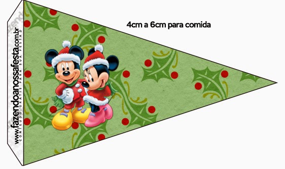 Minnie y Mickey Especial Navidad: Imprimibles Gratis para Fiestas. Banderitas o toppers para cupcakes o para poner en la comida.