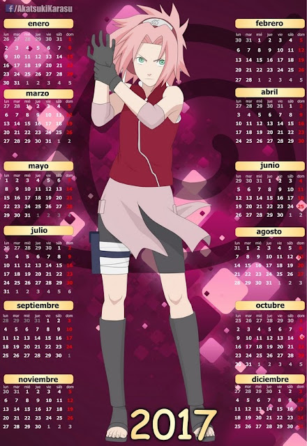 Calendario 2017 Naruto Sakura