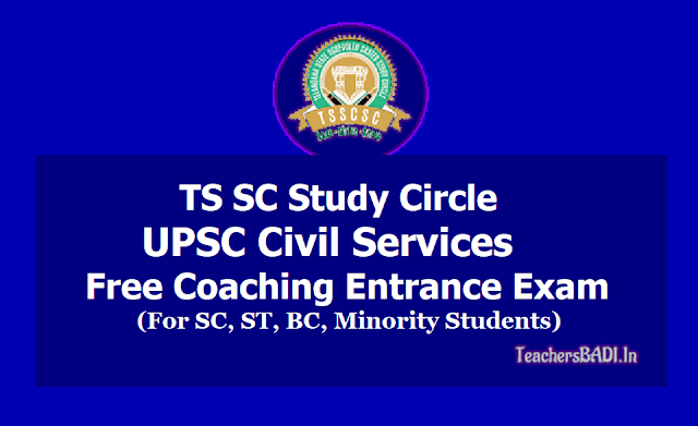TS SC Study Circle UPSC Civil Services Free Coaching 2019 notification TS SC Study Circle UPSC Civil Services Free Coaching 2019 notification