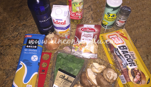 ingredientes para unos tallarines sin gluten