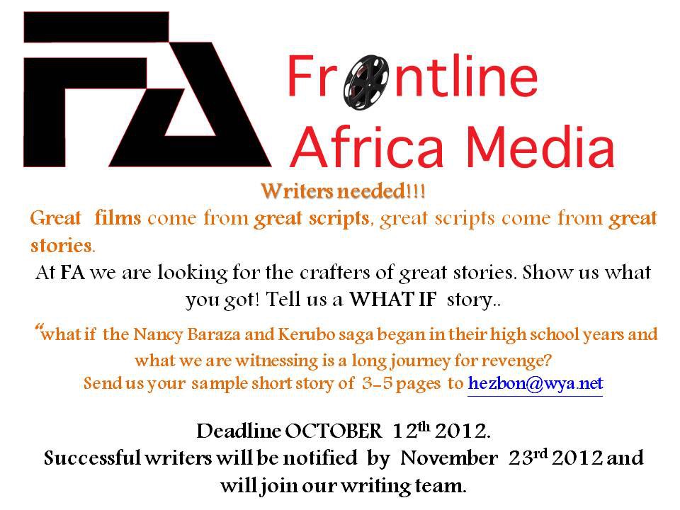 Scriptwriters Wanted for Frontline Africa Media (Kenya/ Africa-wide)