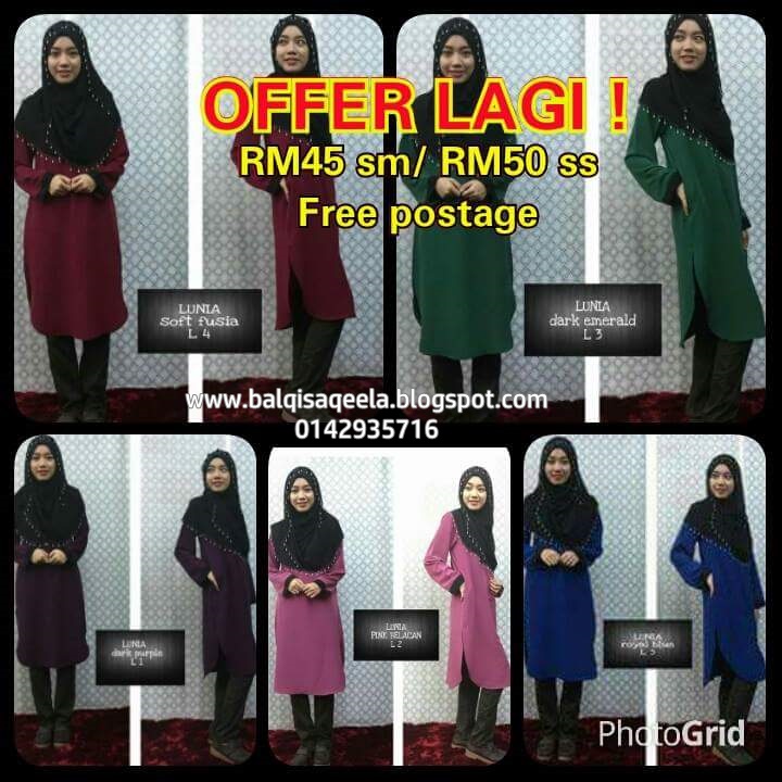 BLOUSE  MUSLIMAHLUNIA  RM45 SM/RM 50 SS-FREE POS-SOLD OUT!!