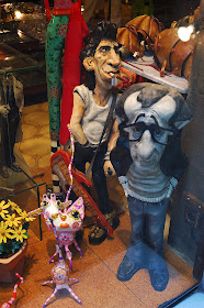 Woody Allen and Keith Richards in Papier mache, Barcelona store