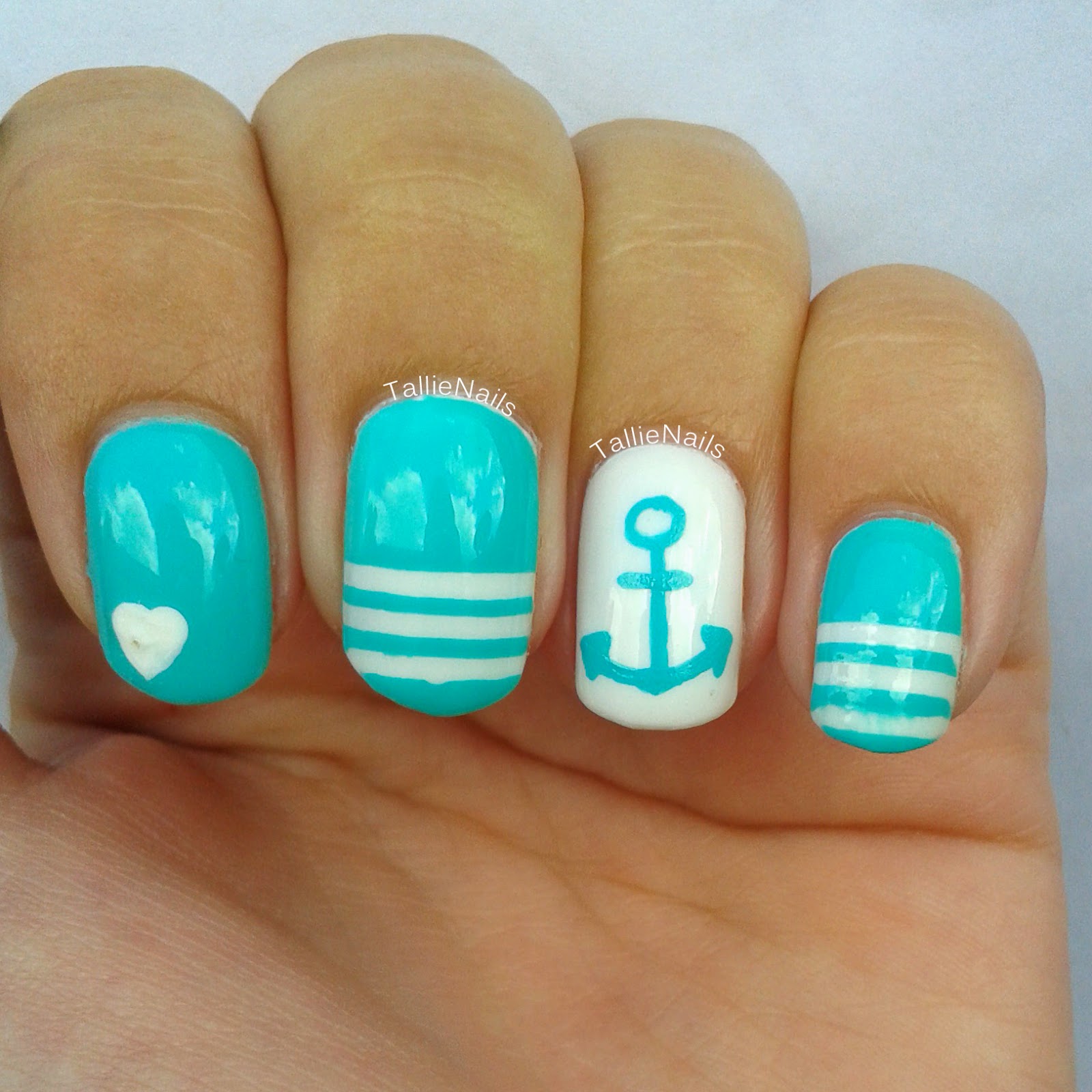 Tallienails: Turquoise Nautical Nails