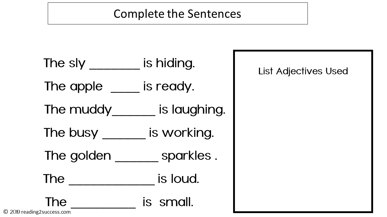 reading2success fill in the correct nouns and adjectives
