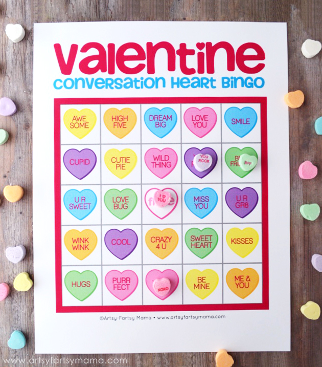 Free Printable Valentine Conversation Heart Bingo Artsy fartsy Mama Free Printable Valentine Conversation Heart Bingo Artsy fartsy Mama