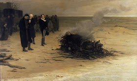 Shelley's cremation on the beach at Viareggio as depicted by the French artist Louis Édouard Fournier