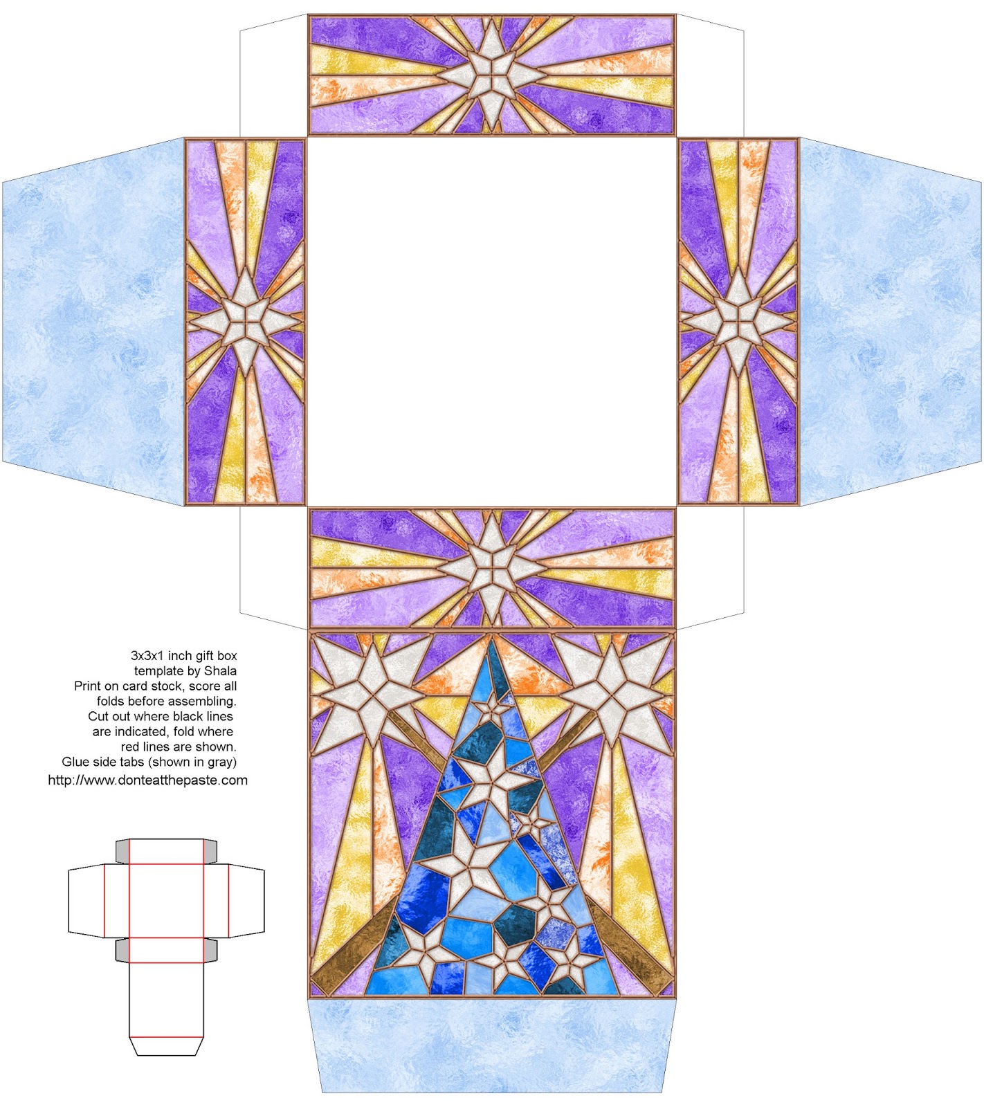 Printable stained glass effect gift box