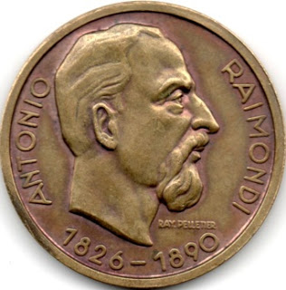 Antonio Raimondi Medalla con imagen de Antonio Raimondi (1826 - 1890)