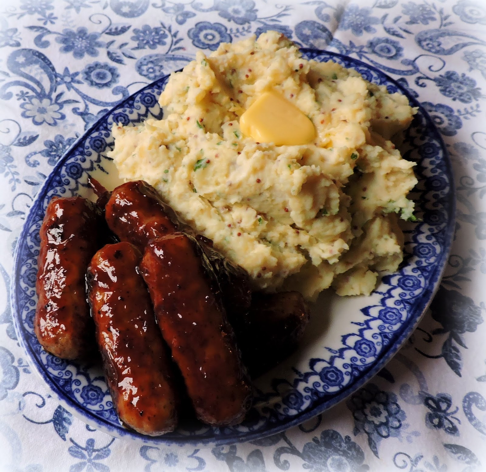 Sticky Sausages with Cream & Mustard Mash The English Kitchen
