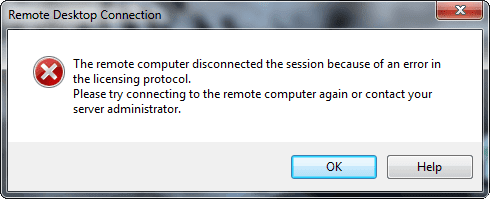 erreur de régime de licence de connexion au bureau à distance windows 7